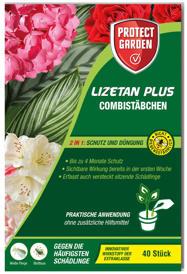 PROTECT GARDEN Lizetan Plus Combi Sticks, long-term pest control and premium fertilizer in one, 40 sticks