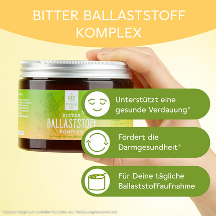 BitterLiebe Fiber Powder - Mix of psyllium husks, inulin (prebiotics), flaxseed &amp; apple fiber - high-dose multi-fiber complex for normal digestion &amp; intestinal balance*