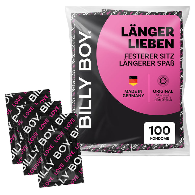 BILLY BOY Condoms Longer Love 100s | 52 mm | Condoms for a longer and more intense experience | (1 x 100 pieces)