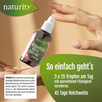 Organic grapefruit seed extract, 1200 mg bioflavonoids/100 ml, certified organic quality, vegan and made in Germany, easy and clean to use