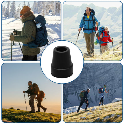 Pack of 4 rubber buffers for hiking sticks, 19mm walking stick rubber buffers, crutches rubber, walking sticks rubber buffers, non-slip rubber tips for hiking sticks, seniors crutches, sticks, walking sticks