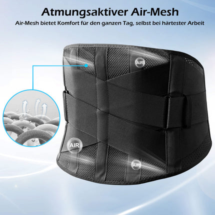 FREETOO Back Brace for Men and Women, Breathable Back Support with 5 Stays for Sports, Black, Size M (Waist: 90-105 cm)