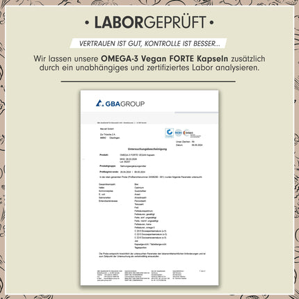 Omega-3 vegan FORTE - 60 capsules - 2000 mg algae oil per day - high dose with 630 mg DHA + 420 mg EPA - vegan Omega-3 algae oil capsules - DHA:EPA ratio 3:2 - laboratory-tested with certificate of analysis