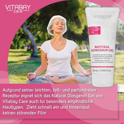 Vitabay Natural Diosgenin Cream with Yam Root 100ml - 80% Yam Root Cream &amp; 64% Diosgenin - wild Yams - vegan &amp; organic