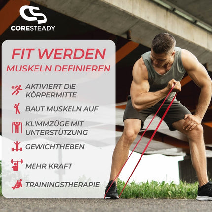Coresteady Fitness Band and Rubber Band Sport – Robust rubber pull-up band for men and women – Strength training and muscle building – Training, fitness, pull-up aid – Fitness Band