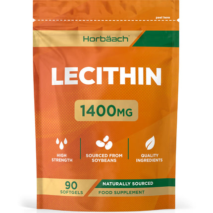 Lecithin Capsules 1400mg | High Dosage | 90 Soy Lecithin Softgels | Breastfeeding Vitamins with Vitamin E | Soy Lecithin | Horbaach