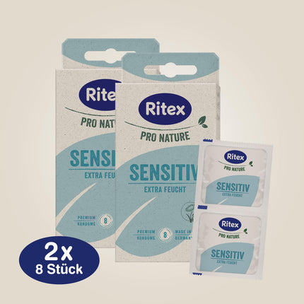 Ritex Pro Nature Sensitive Condoms – naturally extra moist – sustainably fair Made in Germany, 16 pieces