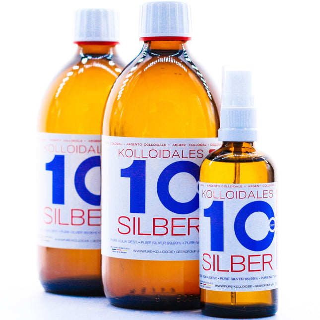 Colloidal Silver 10PPM – 1100ml with 100ml Spray | Premium Silver Water ● Measurable Quality (PPM) ● Brown Glass &amp; Daily Production | Made in Germany