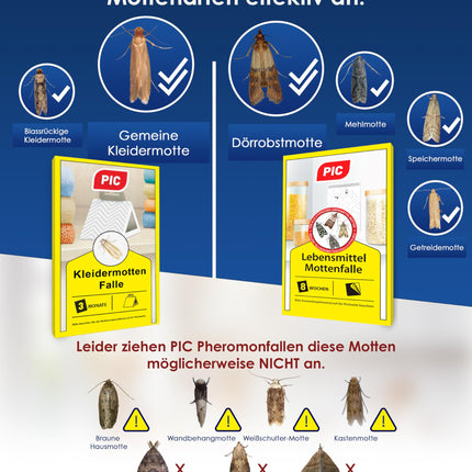 PIC Clothes Moth Trap Moth Protection for Wardrobe, 8 Pieces Moth Trap for Clothes Moths, Clothes Moth Control, Suitable for the Wardrobe and Other Storage of Clothes Against Moths