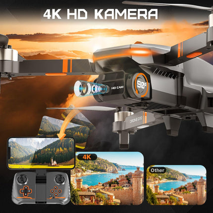 Drone with Adjustable Camera for Kids and Adults, Brushless Motor Foldable RC Drone with LED Lights, 30-Min Long Flight Time, Optical Flow Positioning, Quadcopter Drone for Beginners