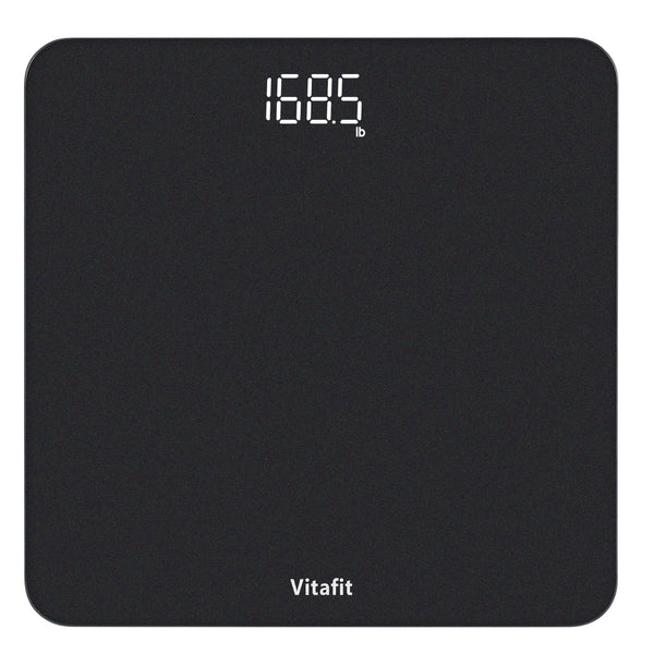 Vitafit Digital Bathroom Scales, High Accuracy Guaranteed, Professional Scales SINCE 2001, Digital Body Scales with Clear LED Display and Step-On, 180kg, Silver-Black Spray
