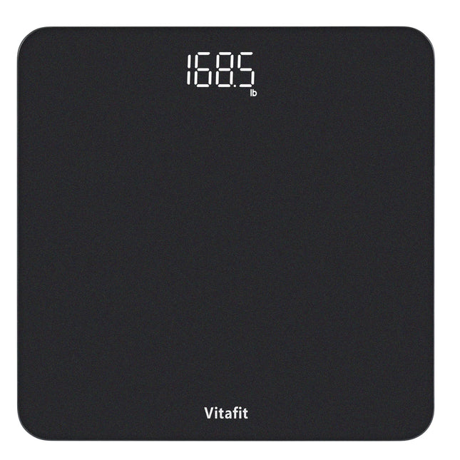 Vitafit Digital Bathroom Scales, High Accuracy Guaranteed, Professional Scales SINCE 2001, Digital Body Scales with Clear LED Display and Step-On, 180kg, Silver-Black Spray