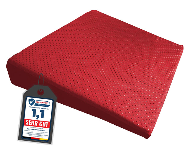 Tiga-Med Seat Cushion | Anti-Slip Premium Seat Wedge Cushion | Extra Strong &amp; Stable | 3 Colors | Washable | Car Seat Cushion | Booster Seat | No-Slip Wedge Cushion (Red)