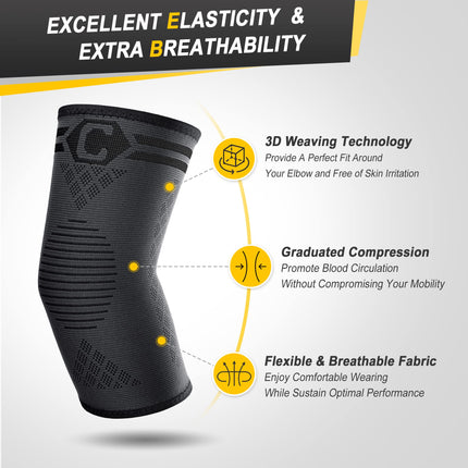 CAMBIVO Elbow Support x2, Tennis Elbow Support for Women and Men, Elbow Support Suitable for Arthritis, Tendonitis, Elbow Pads for Sports, Golfer's Elbow and Tennis Elbow