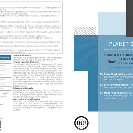 Planet Strong® - 1L alcohol-free disinfectant concentrate for hands, surfaces &amp; skin - Against bacteria, viruses, spores, fungi, yeast, mold, and odors | Bottle (Halal &amp; Kosher)