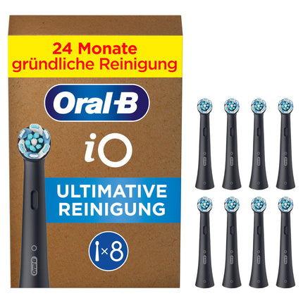 Oral-B iO Ultimate Cleaning Electric Toothbrush Heads, 8 Pack, Ultimate Tooth Cleaning, Original Toothbrush Head for Oral-B Toothbrushes, Mailbox-Safe Packaging, Black