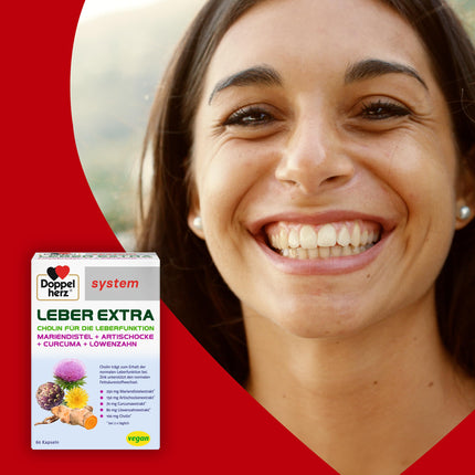 Doppelherz system LIVER EXTRA - Herbal Extra plus Choline to contribute to normal liver function - 120 Capsules