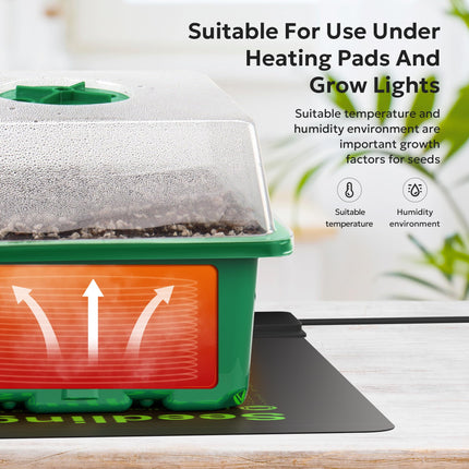 MIXC Indoor Greenhouse Propagator 10 Pieces 120 Cells Mini Greenhouse Small Growing Set Growing Tray with Ventilation and Shatter-Proof Lid for Seedling Plant, Green