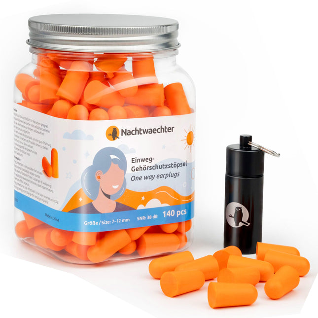 Nachtwaechter Earplugs for Sleeping 140 Pieces – Disposable Earplugs 38dB for Peaceful Sleep &amp; Against Snoring – Sleepbuds Ideal as Noise Protection for Travel &amp; Work