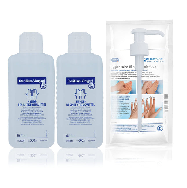 Sterillium VIRUGARD virucidal hand disinfectant SETs including dosing pump eliminates bacteria by 99.9% (2 x 500ml)