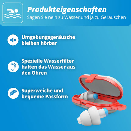 Alpine SwimSafe Earplugs - Waterproof Earplugs for Swimming, Keep Water Out - Comfortable Hypoallergenic Material - Reusable