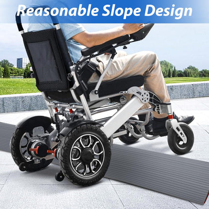 Door threshold ramps, threshold ramp, PVC wheelchair ramp, non-slip surface, rubber ramp, threshold ramp for wheelchairs, strollers, walkers or e-scooters (grey, 90 x 8 x 2 cm)