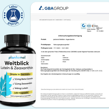 Lutein Zeaxanthin Capsules - High-dose eye vitamins with 44mg Lutein + 11mg Zeaxanthin + 11mg Beta Carotene - 6-month supply of eye capsules - Vision