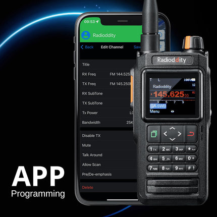 Radioddity GA-5WB IP67 Handheld Two-Way Radio, Long-Range Dual-Band Amateur Radio with APP Programming, Airband, Color Screen, GPS &amp; APRS, USB Rechargeable with 2600mAh Battery