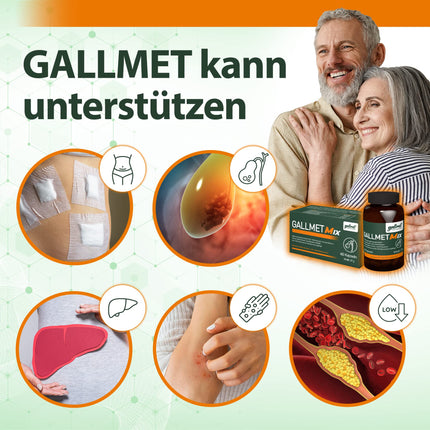 GALLMET Bile Acid Ox Bile, 60 Capsules, 100 mg + Herbs 37.5 mg, Digestive Enzymes for Liver, Bile, Bloating, Fatty Liver, Lactose Intolerance, Gastritis, Intestinal Cleansing, Ox Bile, Bile Salts