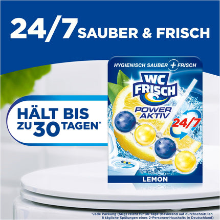 WC Fresh Power Active Fragrance Rinse Lemon (10-pack), toilet cleaner ensures cleaning with every flush, fragrance stones for long-lasting fresh toilet fragrance