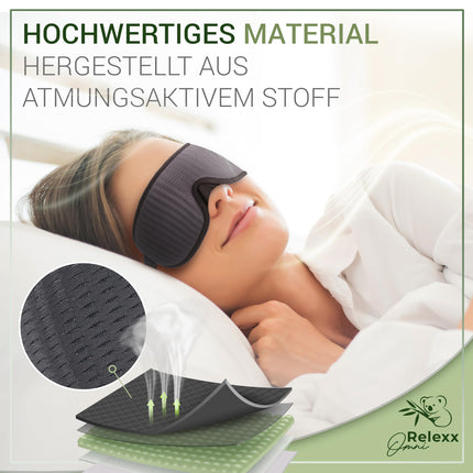 OMNIRELEXX Sleep Mask – Breathable 3D Sleeping Eye Mask – Comfortable and Soft Eye Mask for Women and Men – 100% Light Blocking – Travel Pouch – Eye Cup – Memory Foam (Black)