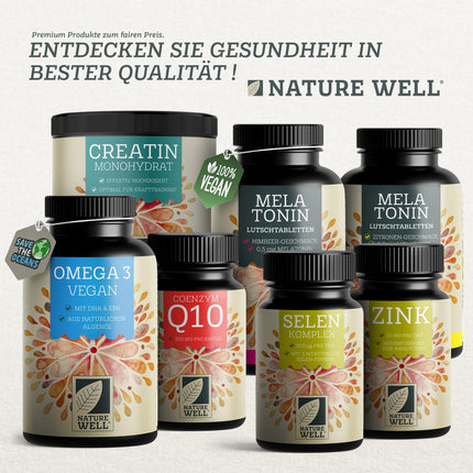 Q10 capsules high-dose 120x with 200mg coenzyme Q10 per capsule, high-quality coenzyme Q10 vegan from fermentation, without unwanted additives, supply for 4 months - NatureWell