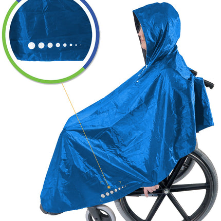 GOTITA – The wheelchair poncho – The versatile rain cover for wheelchairs – easy to use, easy to put on and take off – Italian design (Royal Blue)