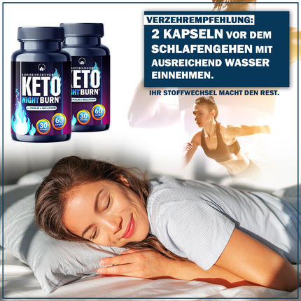 NEW: Saint Nutrition® KETO NIGHT BURN - Appetite suppressant with melatonin 0.5 mg and choline for the night - Metabolism formula extremely fast &amp; finally - improved formula for women &amp; men