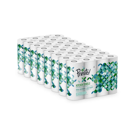 Amazon Brand: Presto! TAD Kitchen Roll, Extra Absorbent, 32 Rolls (4 Rolls, 8 Pack), 51 Sheets per Roll, Wring and Reuse, FSC Certified