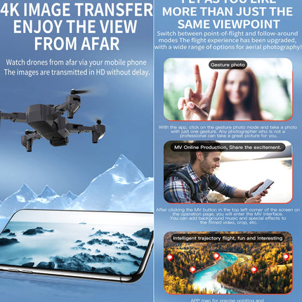 OBEST Drone with 4K Camera, Foldable RC Quadcopter with FPV Live Transmission, 360° Obstacle Avoidance, Altitude Hold, 24-30 Minutes Flight Time, 3D Flip, Headless Mode, Mini Drone for Kids Beginners