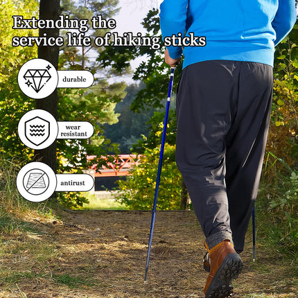 KHDULQ 4 pieces hiking pole tip rubber buffer, Nordic walking poles rubber buffer walking stick carbon mountaineering pole tip tip replacement pole tip, for hiking walking trekking asphalt gravel mountains