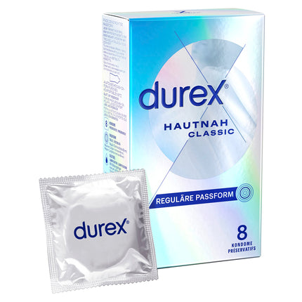 Durex Hautnah Classic Condoms – Ultra thin, with anatomical easy-on shape &amp; lubricated with silicone gel – 16-pack (2 x 8 condoms)