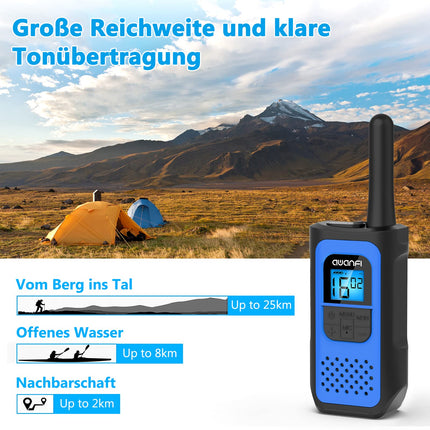 Walkie Talkie, AWANFI Walkie Talkie Set of 3 for Adults and Children, Rechargeable Walkie Talkie with Li-ion Battery, 16 Channels VOX Radio, Walkie Talkie with Type C Charging Cable for Biking, Camping, Hiking
