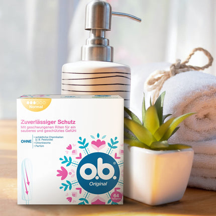 Whether Original Normal, tampons for medium/heavier days, StayDry technology &amp; curved grooves, reliable protection &amp; clean feeling (64 ST)