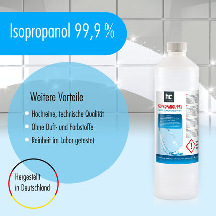 Isopropanol 99.9% IPA from Höfer Chemie freshly filled in handy 1 L bottles - perfect as a solvent and grease remover (3 x 1 L)