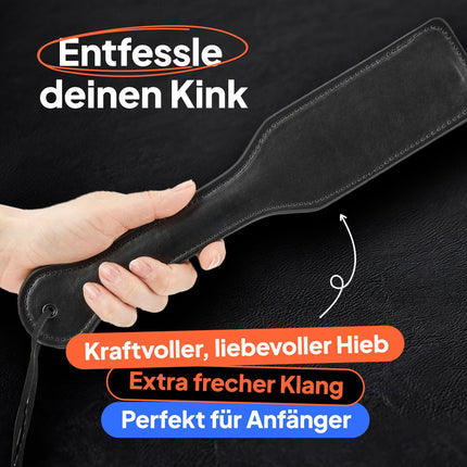 Obaie BDSM paddle for sex - Spanking paddle BDSM made of imitation leather by Sinful - 32 cm sex toy spanking BDSM paddle for couples, women &amp; men - black paddle sex SM - paddle sex SM
