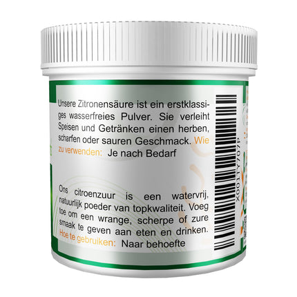 Special Ingredients Citric Acid 250g Pure Food Grade 100% Pure Powder (German Labels and Instructions)