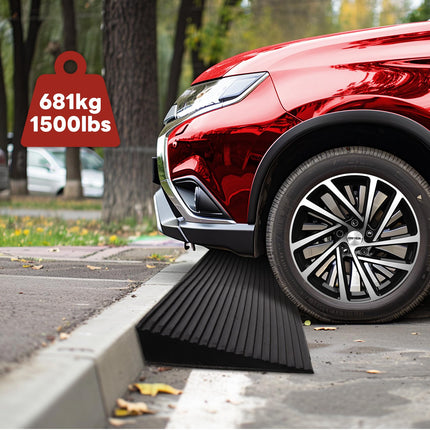 uyoyous Rubber Threshold Ramp 2.5 cm, Driveway Curb Door Threshold Ramp, Non-Slip Access Ramp, Wheelchair Ramp, Cuttable Ramps for Garage, Doors, Driveways, Bathrooms 1500 LBS Capacity
