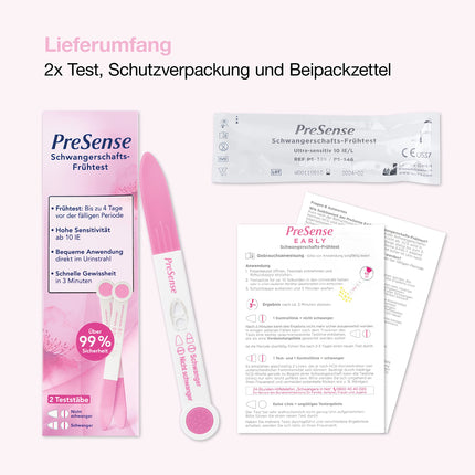 PreSense® - Rapid Pregnancy Test (2-pack) - Fast, Safe, Reliable and Easy – Urine Test - Pregnancy Test