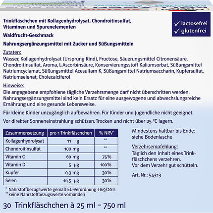 Doppelherz system KOLLAGEN 11,000 PLUS – With nutrients that contribute to the health of the musculoskeletal system and cell protection – 2 x 30 drinking bottles