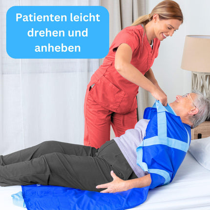 EYRA Transfer Board for Patient Hoists - 122x102cm Patient Transfer Board with 8 Handles for Elderly &amp; Bedridden Patients - Reusable &amp; Washable Gliding Sheet and Gliding Sheet for Bed Transfer
