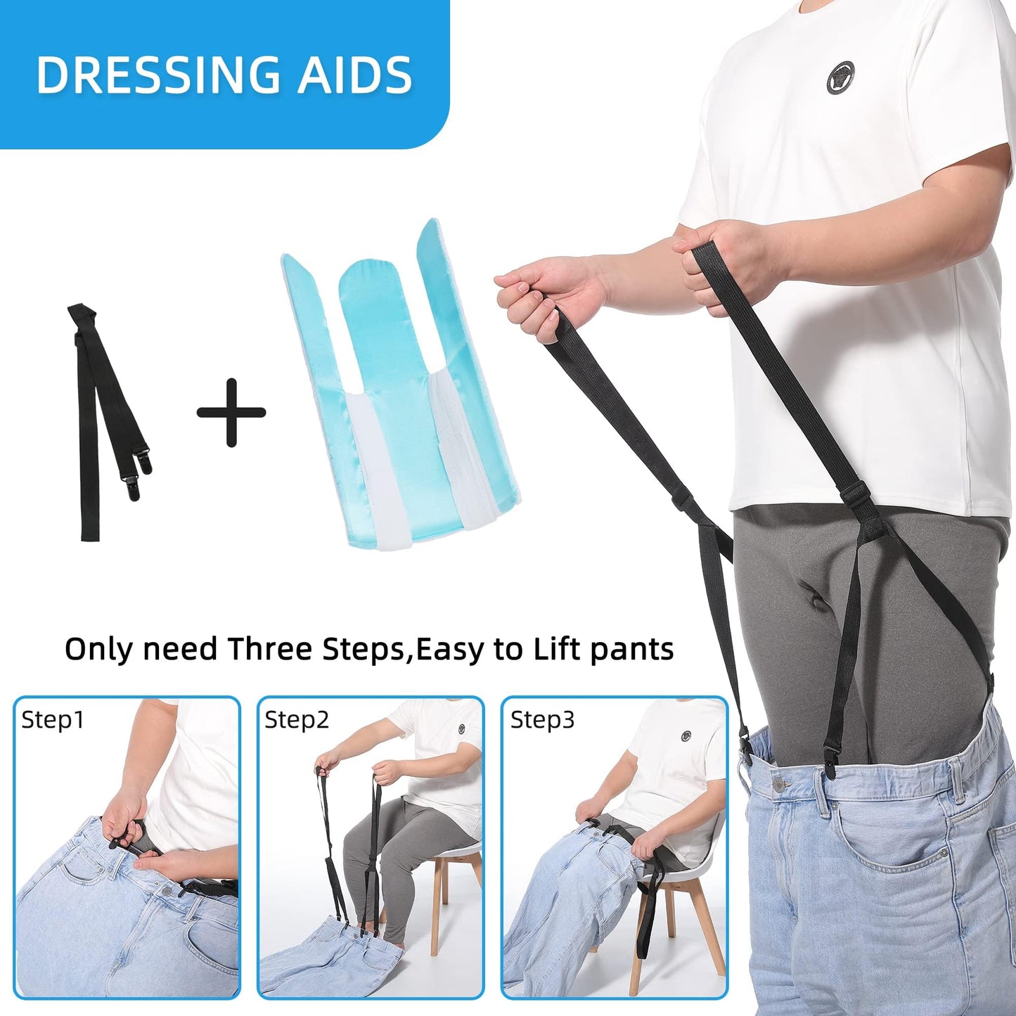 2 pieces of sock and trouser aid, dressing aid for elderly and disabled pregnant women (sock aid*1, trouser aid*1)
