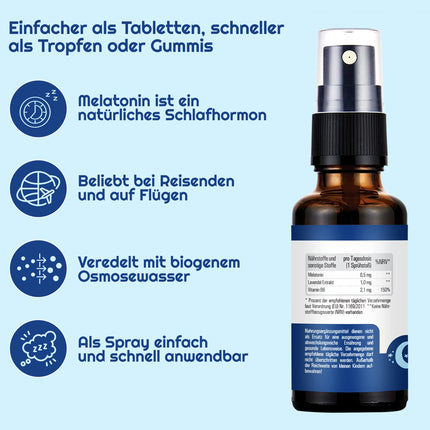 Vihado Melatonin Spray - Premium: Up to 5 times higher dosage - 180-day supply - Melatonin spray with high dosage lavender, alcohol-free - vegan, 30 ml