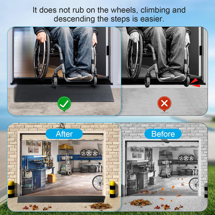 Door threshold ramp, 900 x 80 x (10-30) mm rubber ramp, wheelchair ramp load capacity 800 kg for wheelchairs, strollers, walkers or e-scooters (3.0 cm height)